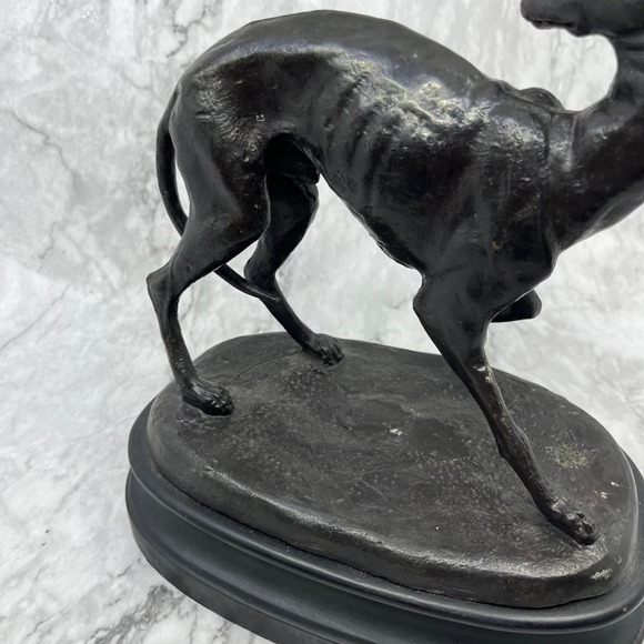Vintage Bronze Whippet Greyhound Standing Statue Sculpture Racing Dog ~10x10 - Picture 7 of 8